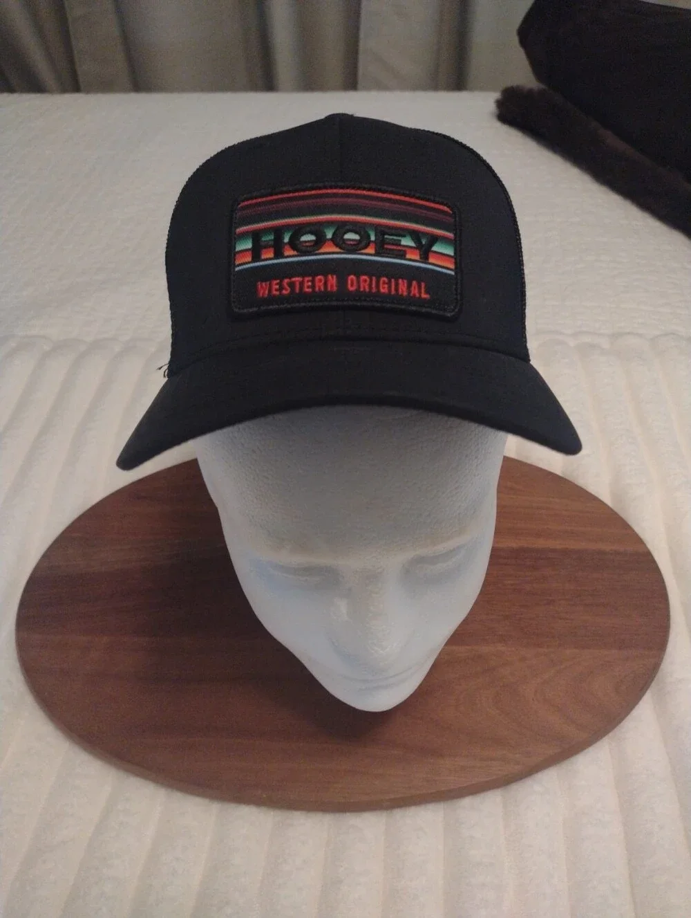 Hooey Trucker Cap Hat Youth Black Mesh Snapback Adjustable Striped Patch